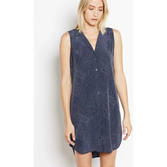 Equipment Sleeveless Adalyn Silk Dress, Peacoat (Navy Blue) Size M Medium $268 - Picture 1 of 11